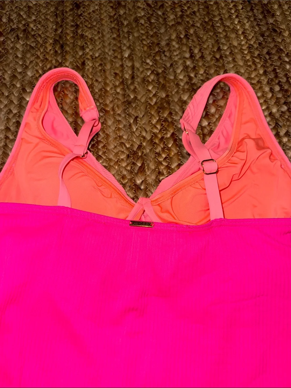 Two-Tone Pink Twist-Front Tankini Swimsuit